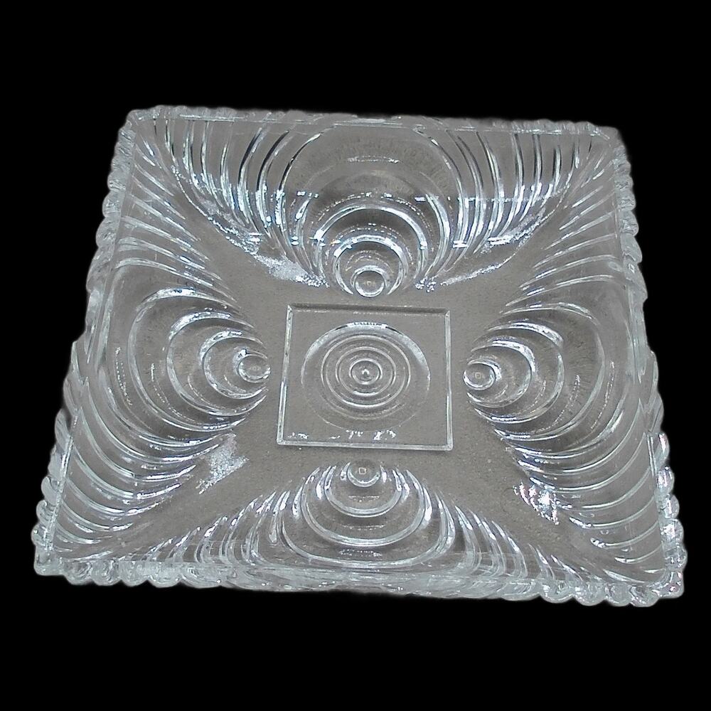 Hazel Atlas Open Candy Dish #574 Clear Sonic Wave Ripple Soundwave Vintage MCM